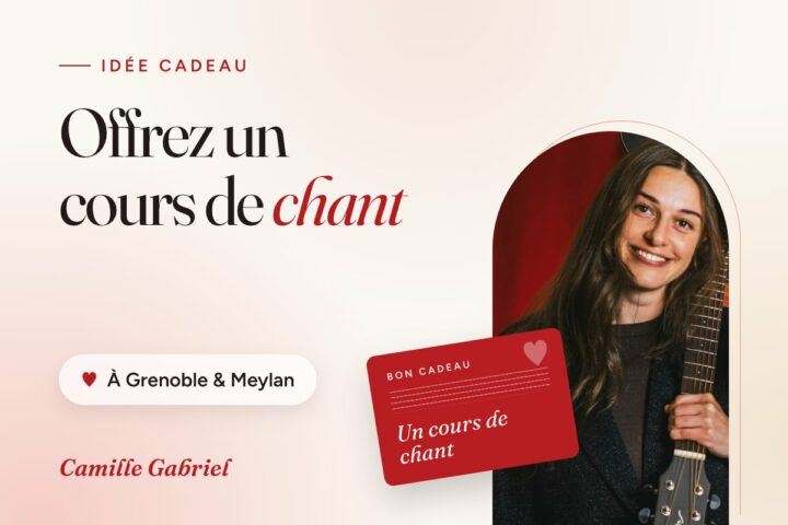 Offrez un cours de chant : Camille avec sa guitare et un bon cadeau, à Grenoble et Meylan