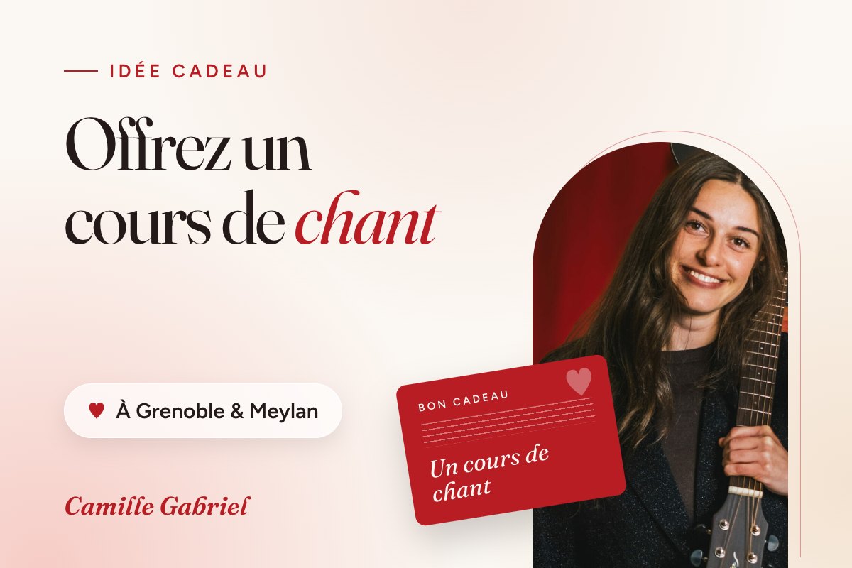 Offrez un cours de chant : Camille avec sa guitare et un bon cadeau, à Grenoble et Meylan